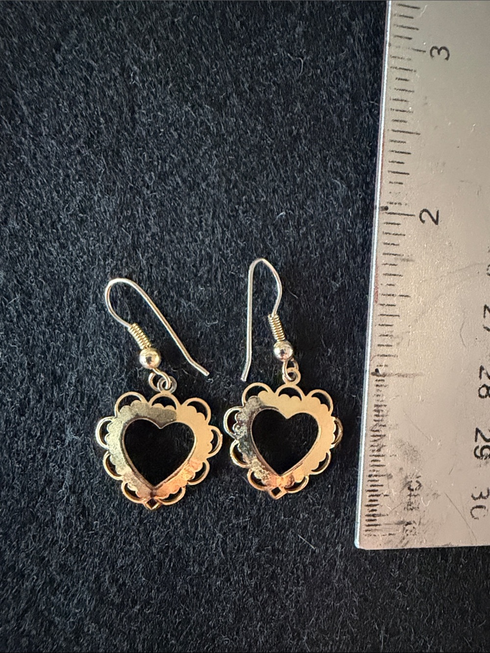 Gold Tone Heart Cutout Drop Earrings for Women Cute Lightweight